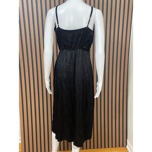 Anthropologie Giverny Women's Dress Wrap Midi Sleeveless Attached Belt 2 Black